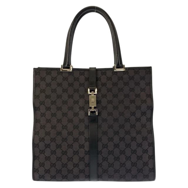 Gucci Jackie Black Silver GG Canvas Leather 002 Tote Bag in Black Canvas from The Reluxe, photo 1 of 1