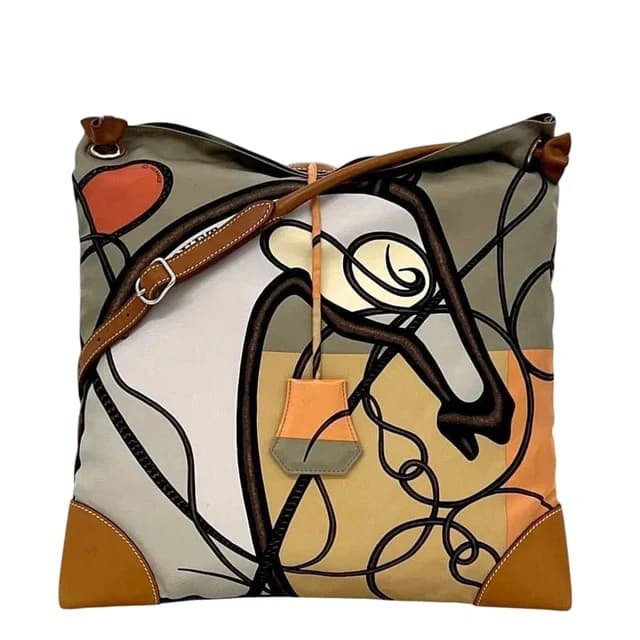 Hermès Shoulder Bag Silky City PM Gray Beige Leather Silk in Beige Silk from The Reluxe, photo 1 of 1