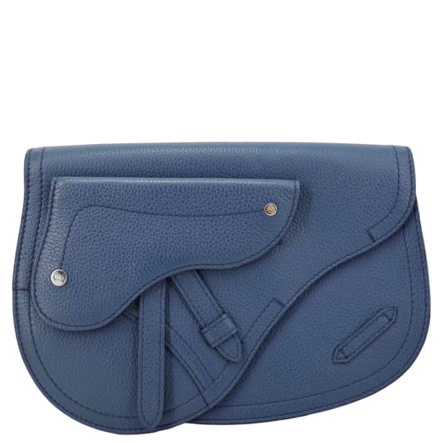 Dior Saddle Calfskin Leather Messenger Pouch Blue in Blue Calfskin from Dallas Designer Handbags, photo 1 of 1