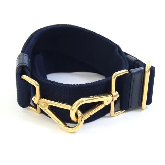 Prada Shoulder Strap, Navy Canvas Leather Metal Crossbody Bag, Replacement Women's in Gold/Navy Canvas, Leather, Metal from Elady, photo 1 of 1