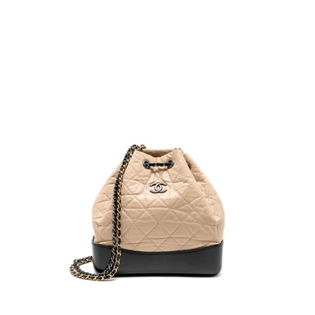 Chanel Small Gabrielle Backpack Aged Calfskin Beige/ Black Multicolour Hardware in Black Calfskin from EMIER, photo 1 of 1