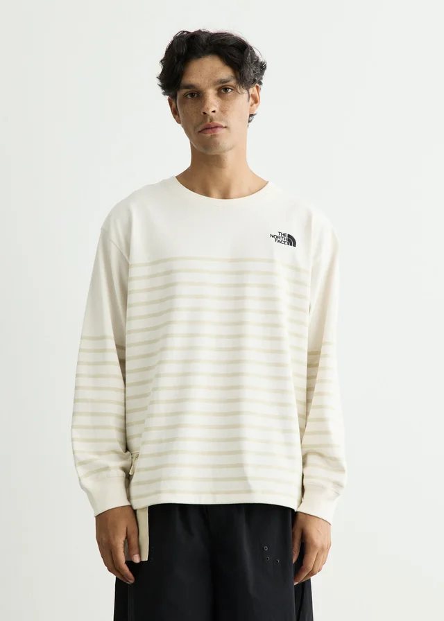 The North Face Long Sleeve Stripe Top in WHTDN-DSRTSTNE, image 1 of 1 from Incu