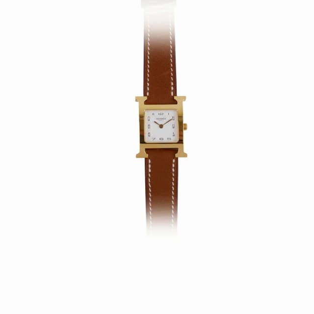 Hermès H Watch Gold PM with Barenia Strap in Gold Leather from The Purse Affair, photo 1 of 1