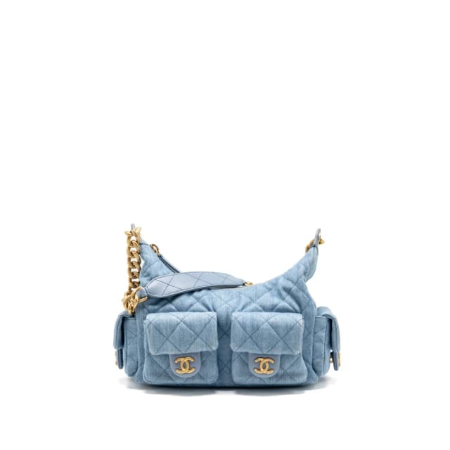 Chanel Trendy Pockets Hobo Bag Washed Denim Blue GHW (Microchip) in Blue Denim from EMIER, photo 1 of 1