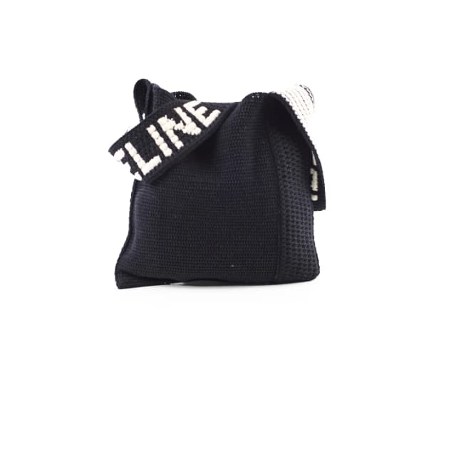 Celine Hand-Crocheted Black Cotton Shoulder Bag in Black from The Purse Affair, photo 1 of 1