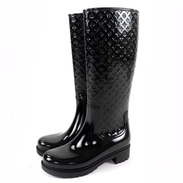 Louis Vuitton Splash Line Monogram Rubber Rain Boots Long Black in Black from The Reluxe, photo 1 of 1