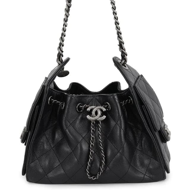 Chanel Chain Shoulder Bag 25 Mini CC Logo Caviar Leather Black in Black Caviar leather from The Reluxe, photo 1 of 1