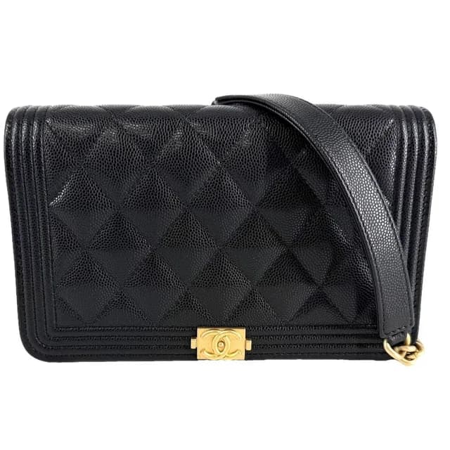 Chanel Chain Wallet Quilted Boy CC Logo Shoulder Bag Crossbody Boy Caviar in Caviar leather from The Reluxe, photo 1 of 1