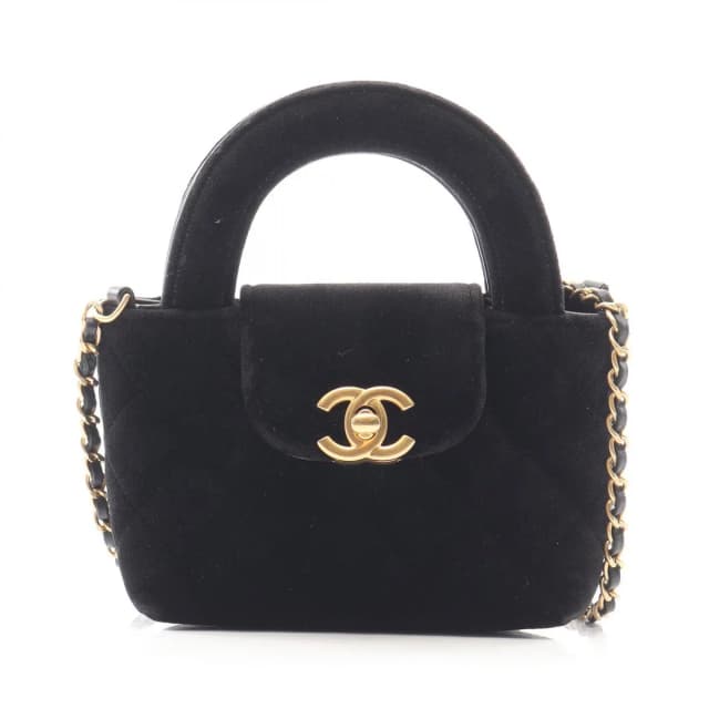 Chanel Shoulder Bag Quilted 2-Way Black Fabric Kelly Nano in Black from The Reluxe, photo 1 of 1