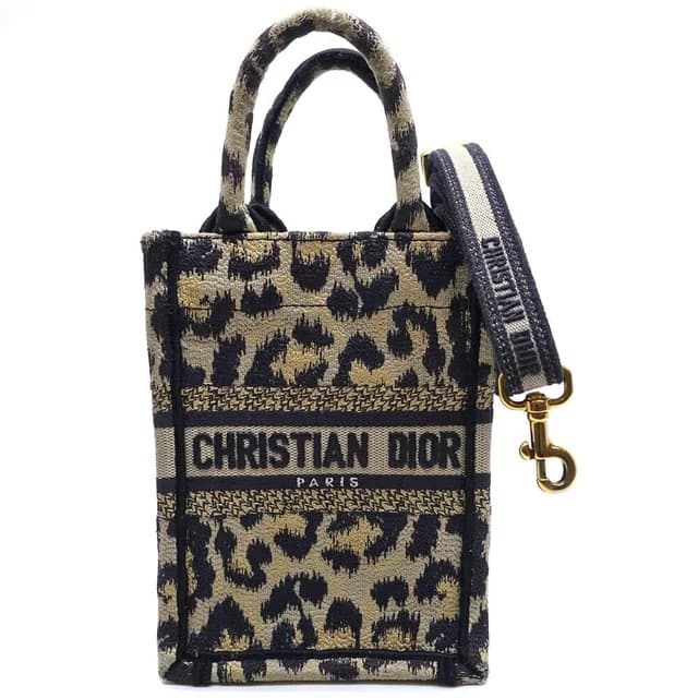 Dior Book Tote Mini Leopard Vertical Handbag 2-Way Gold in Gold Canvas from The Reluxe, photo 1 of 1