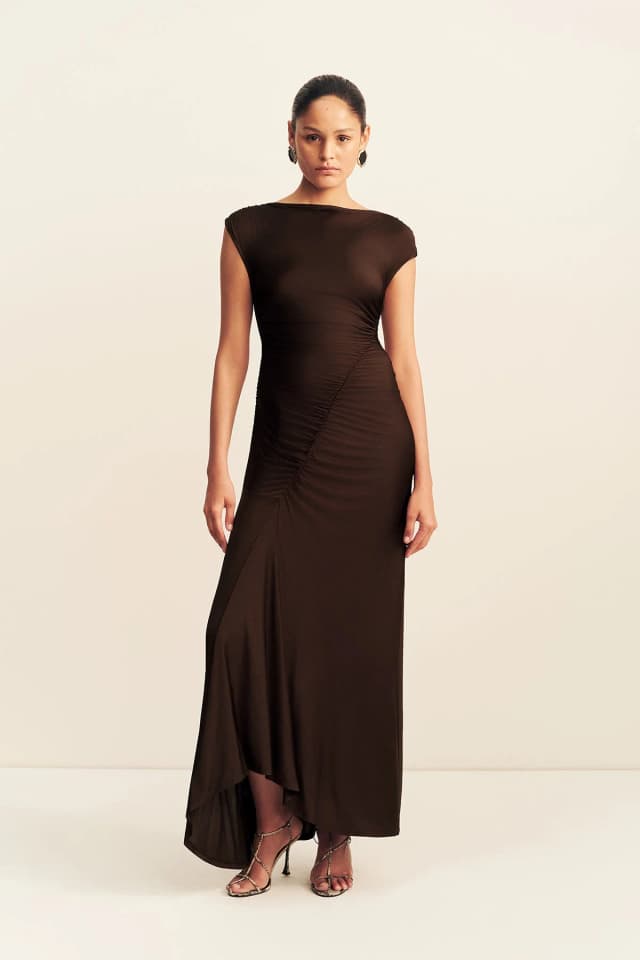 Shona Joy MIRO SLINKY JERSEY MAXI DRESS - RISTRETTO, image 1 of 1 from Shona Joy