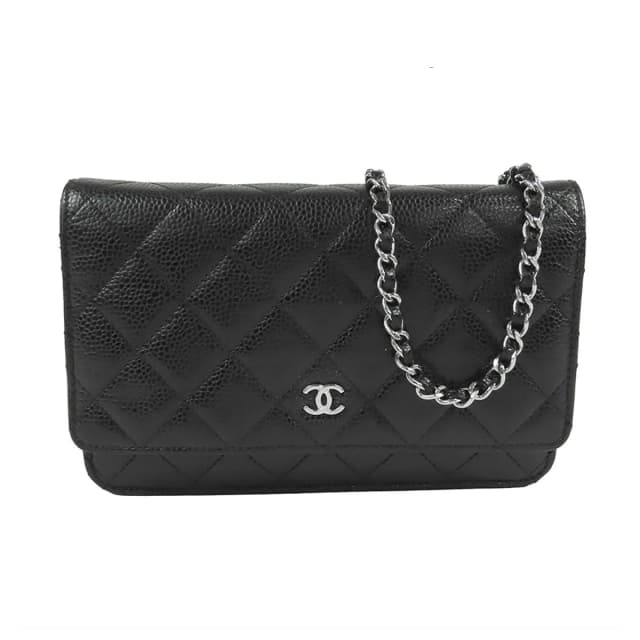 Chanel Chain Wallet Black Silver Caviar Leather Quilted Pochette Shoulder Bag in Black Caviar leather from The Reluxe, photo 1 of 1