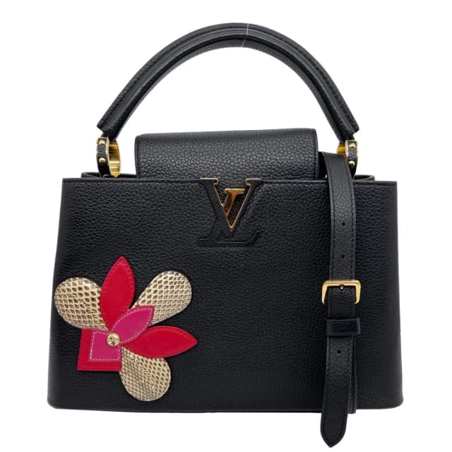 Louis Vuitton Capucine MM Iris Bloom Taurillon Snakeskin Leather Shoulder Bag Black in Black Leather from Dallas Designer Handbags, photo 1 of 1