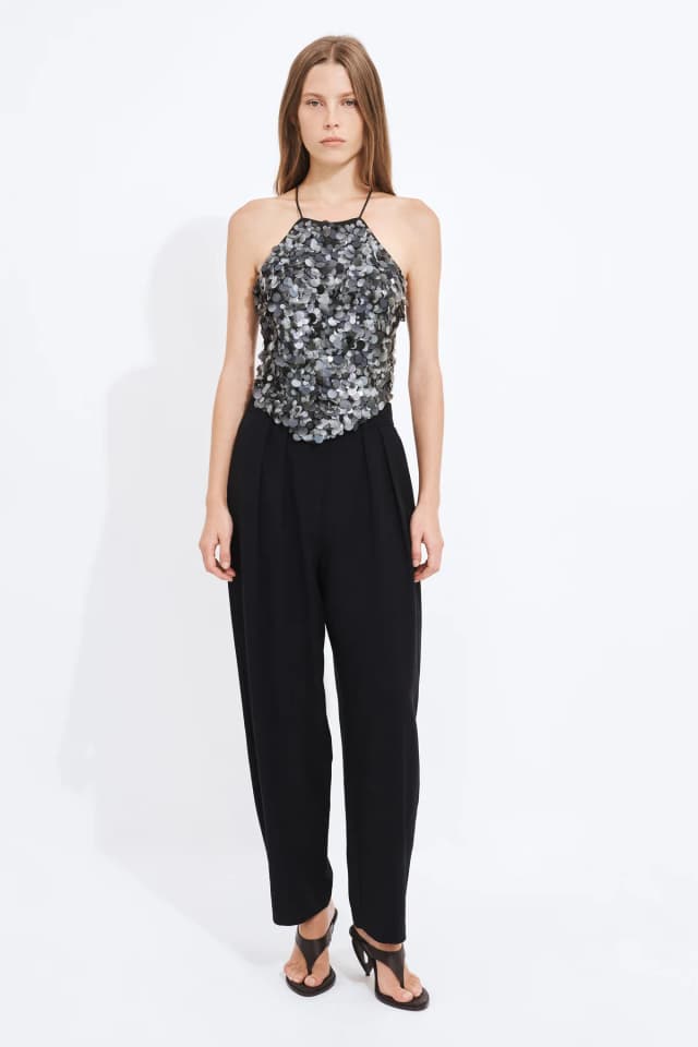 Aje Studio Charlie Sequin Top in EMERALD SEQUIN, image 1 of 1 from Aje