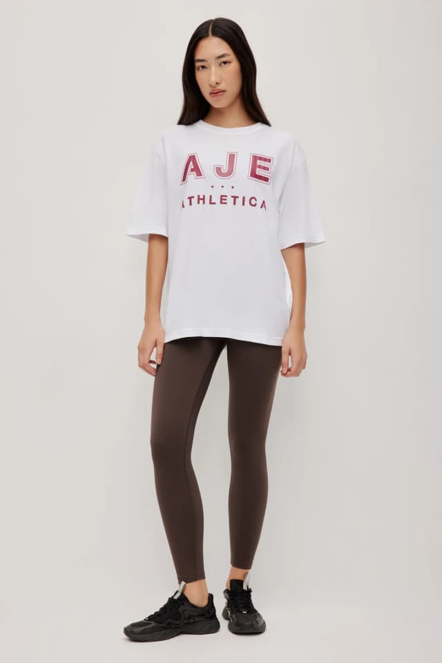 Athletica Logo Tee 102 in WHITE, image 1 of 1 from Aje