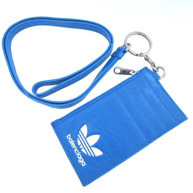Balenciaga Adidas Collaboration Leather Blue Card Case Coin Purse Fragment in Blue Leather from The Reluxe, photo 1 of 1