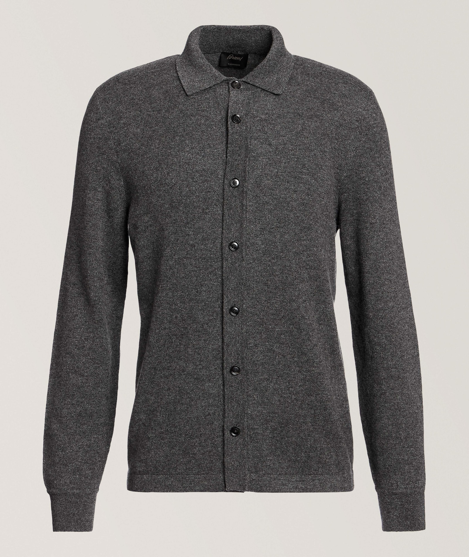 Brioni Cashmere Full-Button Polo Cardigan in Grey, image 1 of 1 from Harry Rosen