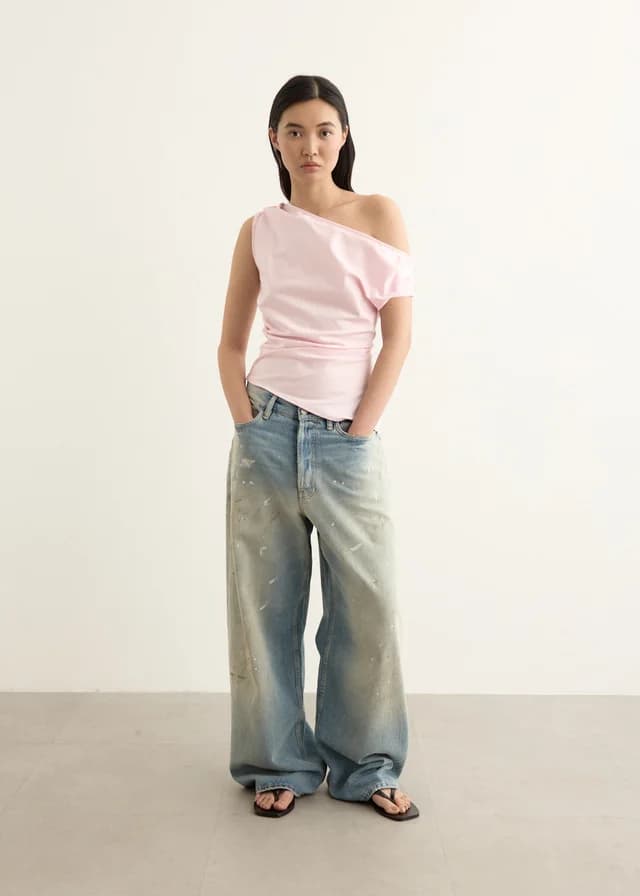 Incu Collection Echo Draped Top in PINK, image 1 of 1 from Incu