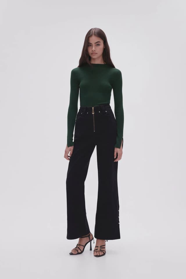 AJE Willa Wide Leg Jeans in BLACK, image 1 of 1 from Aje