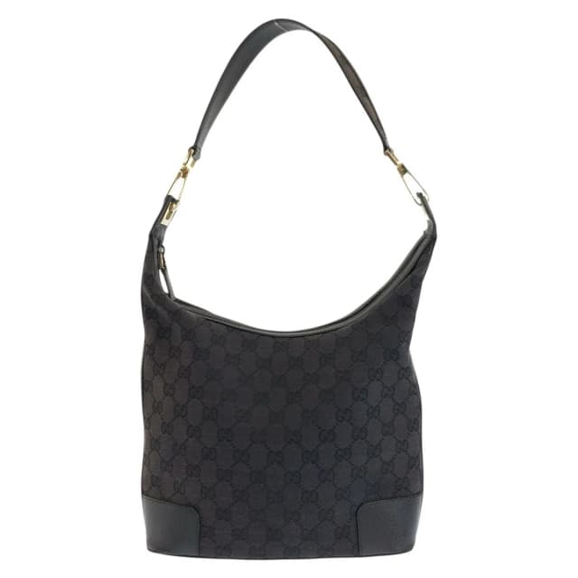 Gucci Black Gold GG Canvas Leather Shoulder Bag in Black Canvas from The Reluxe, photo 1 of 1