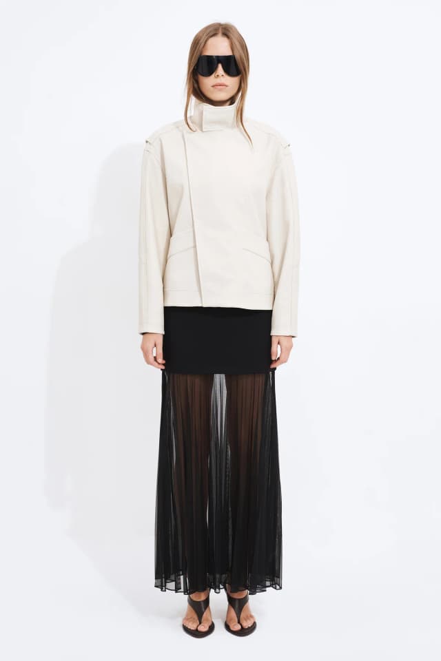Aje Studio Madison Bomber Jacket in PEBBLE, image 1 of 1 from Aje