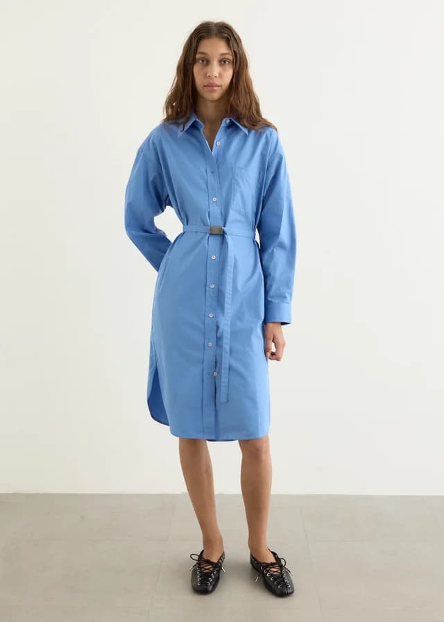 A.P.C. Short Shirt Dress in IAA BLUE, image 1 of 1 from Incu