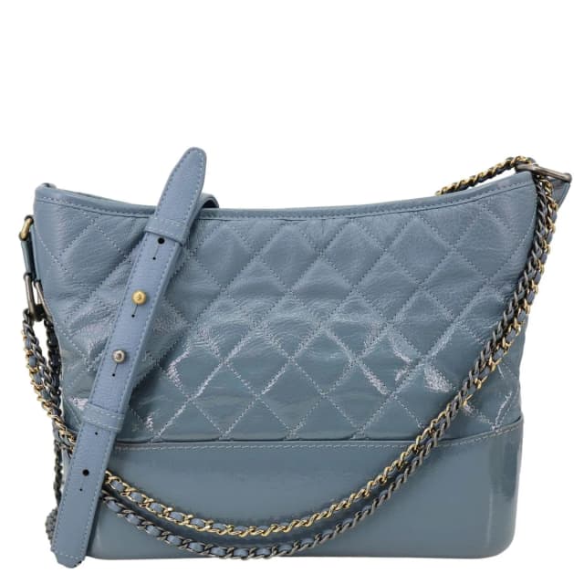 Chanel Gabrielle Medium Patent Leather Hobo Bag Blue in Blue Patent leather from Dallas Designer Handbags, photo 1 of 1