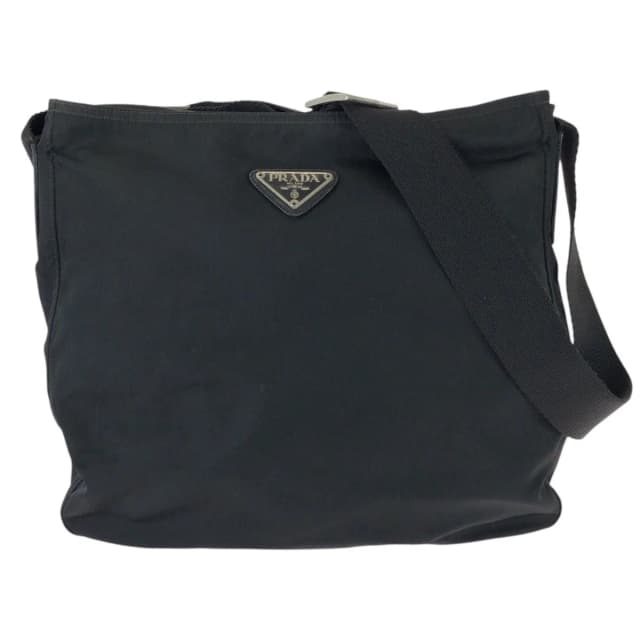 Prada Tessuto Black Silver Nylon Leather Shoulder Bag in Black Nylon from The Reluxe, photo 1 of 1