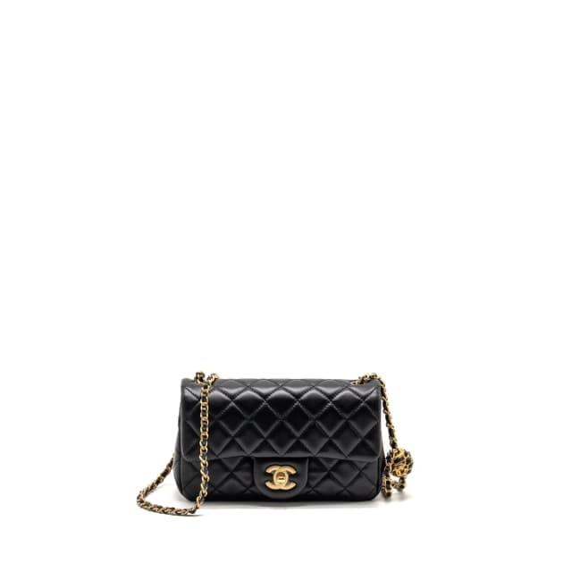 Chanel Pearl Crush Mini Rectangular Flap Bag Lambskin BLACK GHW (Microchip) in Black Lambskin from EMIER, photo 1 of 1