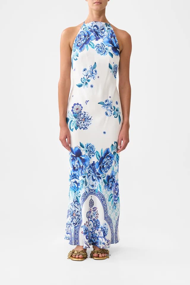 Camilla eBoutique HALTER SLIP DRESS WITH LACE STRAP A CERAMIC GARDEN, image 1 of 1 from CAMILLA