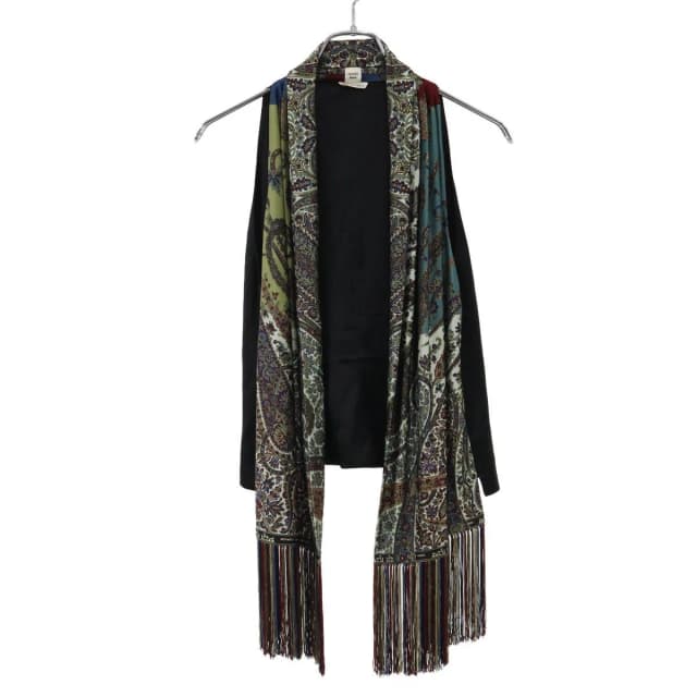Hermès by Jean Paul Gaultier Paisley Fringe Vest Black Mix 40 in Black from The Reluxe, photo 1 of 1