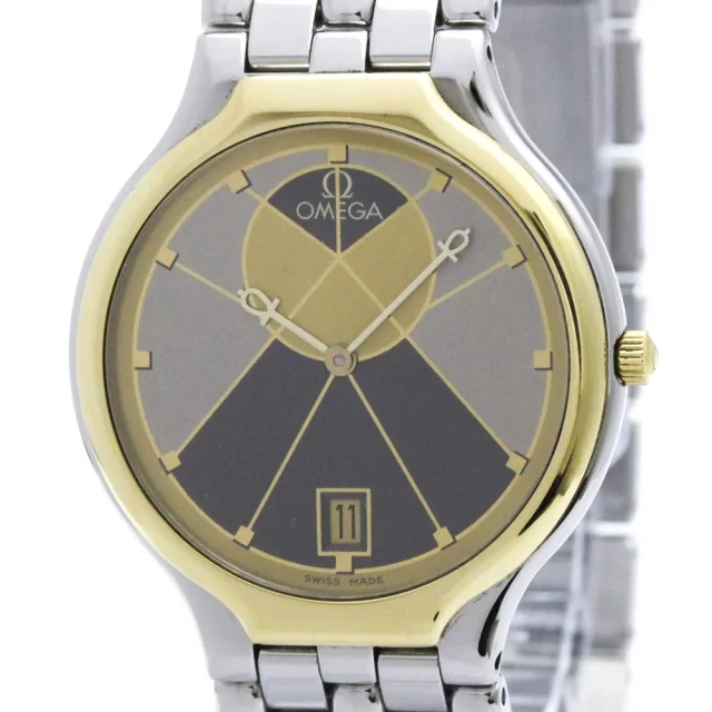 Omega De Ville K18 Gold Steel Quartz Mens Watch 196.0316 Polished in Gray from Elady, photo 1 of 1