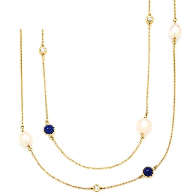 Tiffany & Co. Necklace Color by the Yard Sprinkle Pearl White Blue Yellow Gold in White from The Reluxe, photo 1 of 1