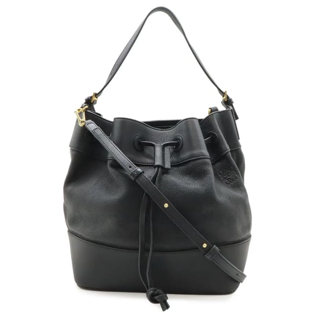 Loewe Midnight Bucket Shoulder Bag 2-Way Drawstring Leather Black Gold in Black Leather from The Reluxe, photo 1 of 1