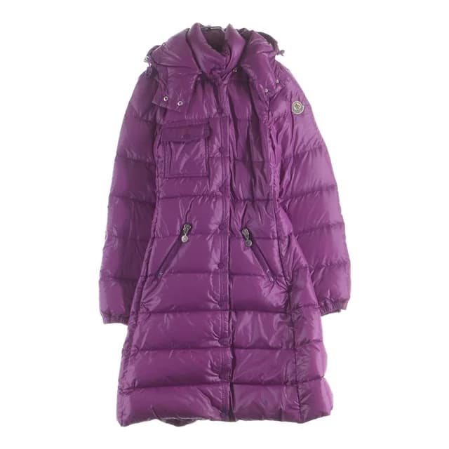Moncler Meina Nylon Long Down Coat Purple in Purple Nylon from The Reluxe, photo 1 of 1
