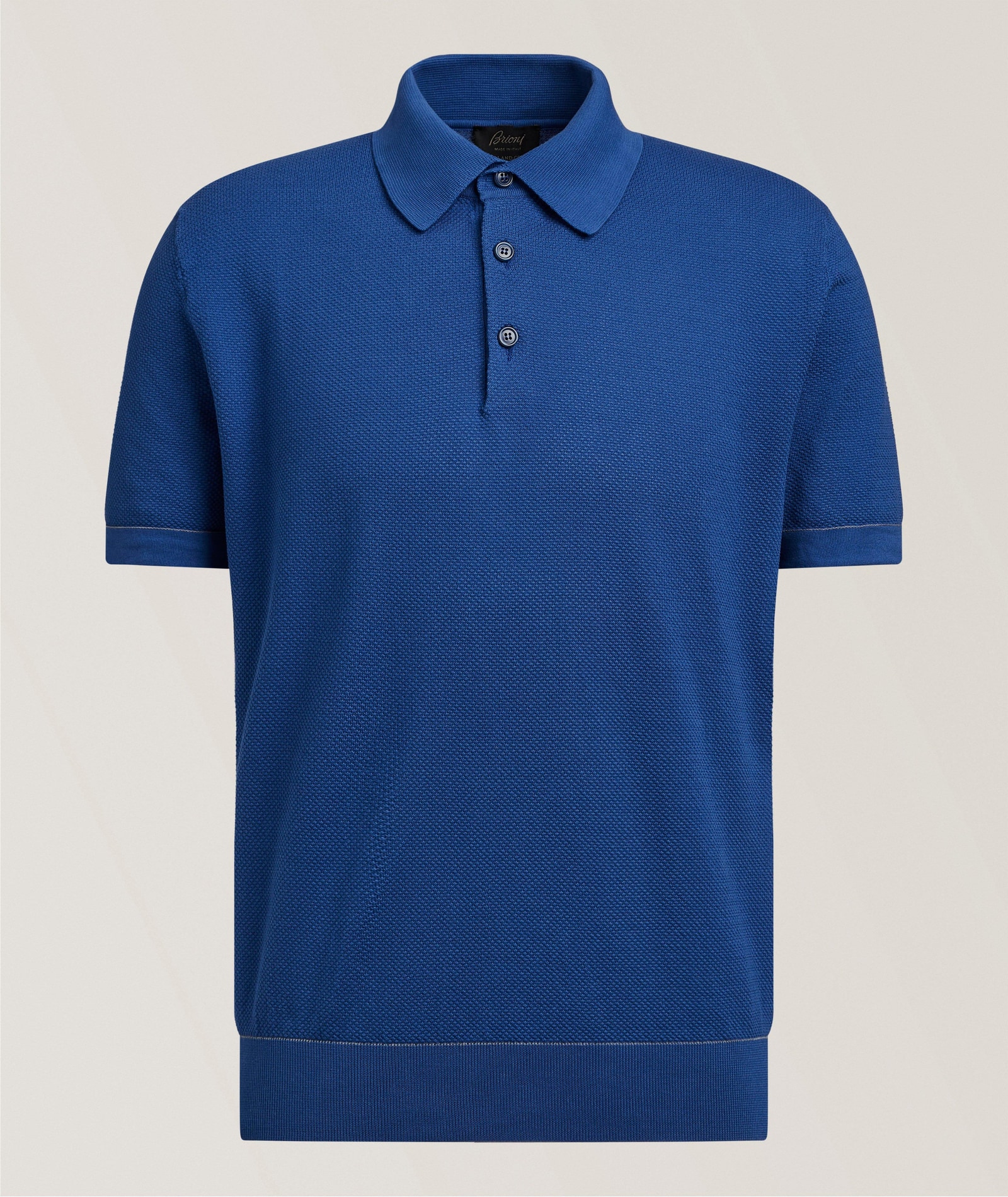 Brioni Sea Island Cotton Piqué Polo in Blue Cotton & Cotton Blends, image 1 of 1 from Harry Rosen