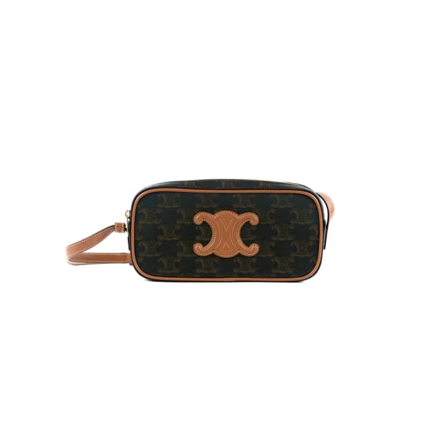 Celine Cuir Mini Triomphe Camera Shoulder Bag in Canvas from The Purse Affair, photo 1 of 1
