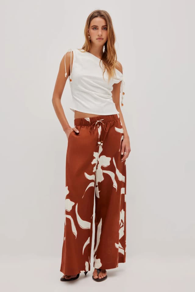 Aje Studio Elara Relaxed Pant in OCHRE PETAL, image 1 of 1 from Aje