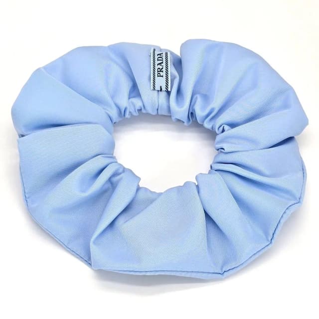 Prada Scrunchie Hair Triangle Logo Celeste Sky Blue Color Tessuto Recycled in Blue from The Reluxe, photo 1 of 1
