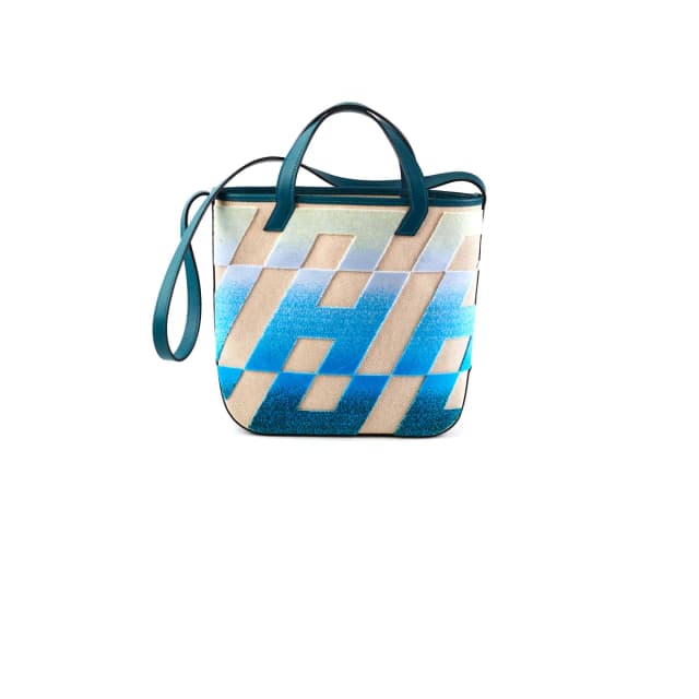 Hermès Biais 27 Blue Shoulder Bag in Blue Canvas from The Purse Affair, photo 1 of 1