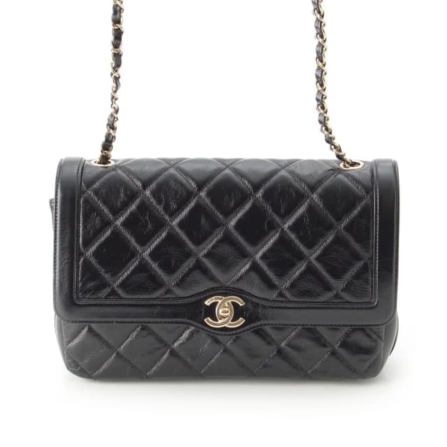 Chanel 25 Shiny Aged Calfskin Chain Shoulder Bag Black in Black Calfskin from The Reluxe, photo 1 of 1