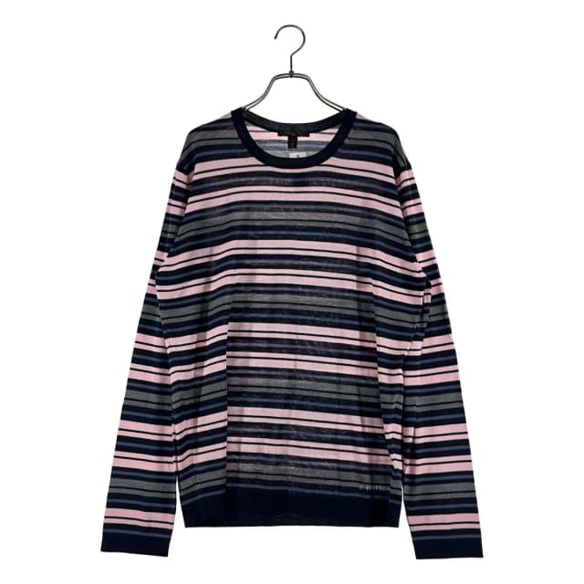 Louis Vuitton Wool Silk Border Crew Neck Knit L Multicolor Sweater in Multicolor Silk from The Reluxe, photo 1 of 1