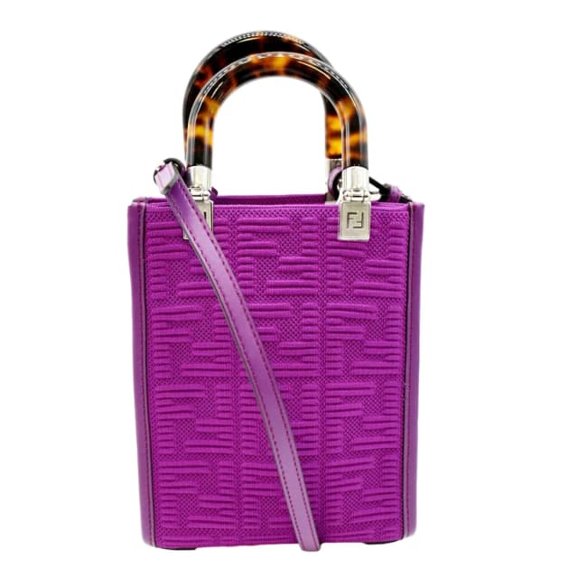 Fendi Sunshine Mini Plexiglass Vitello Ceylon Shopper Tote Purple in Purple Resin from Dallas Designer Handbags, photo 1 of 1