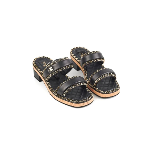 Chanel CC Sandals Size 41 in Black Leather from The Purse Affair, photo 1 of 1