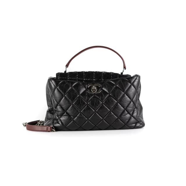 Chanel Quilted Portobello Top Handle Tote Black in Black Leather from The Purse Affair, photo 1 of 1