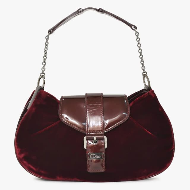 Dior Burgundy Wine Red Velour Bucket Bag Patent Leather in Burgundy Patent leather from The Reluxe, photo 1 of 1