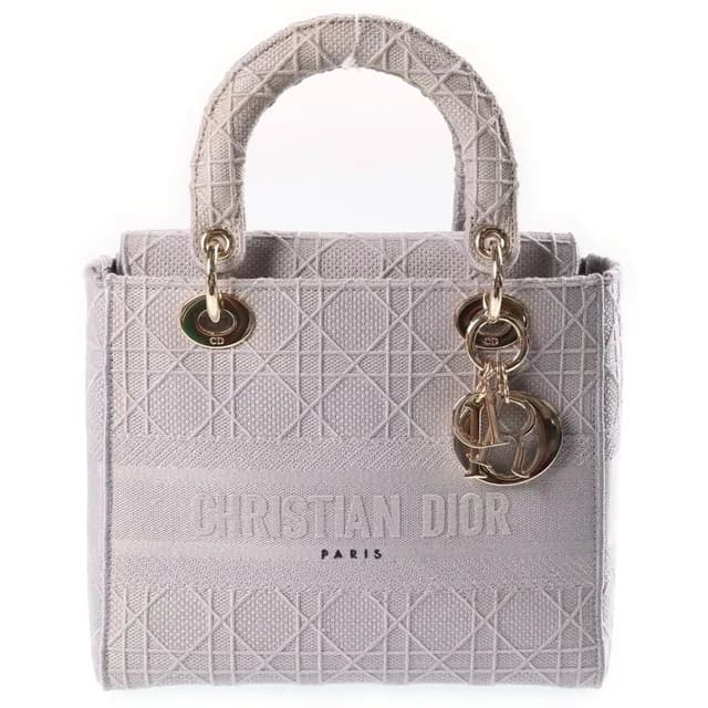Dior Lady Delight Medium Canvas Gold 2-Way Shoulder Bag Gray in Grey Canvas from The Reluxe, photo 1 of 1