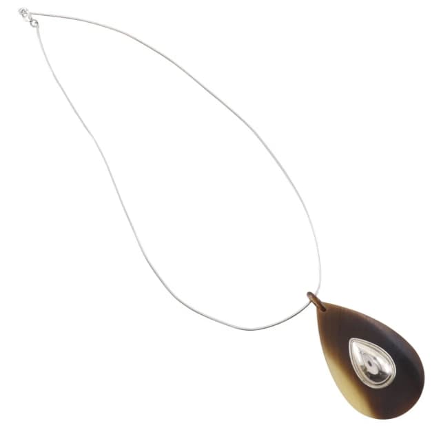 Hermès Drop Buffalo Horn Metal Silver Necklace in Silver from The Reluxe, photo 1 of 1