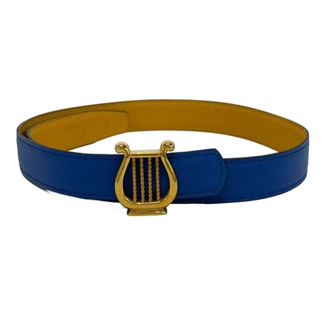 Hermès Belt 65 Blue Yellow Harp Gold Leather in Blue Leather from The Reluxe, photo 1 of 1
