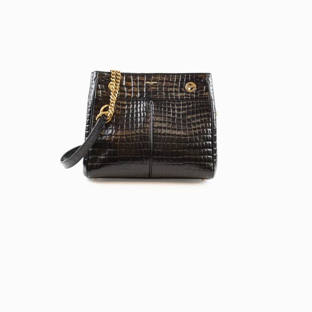 Saint Laurent Claude Croc Embossed Black Shopping Tote in Black Crocodile from The Purse Affair, photo 1 of 1